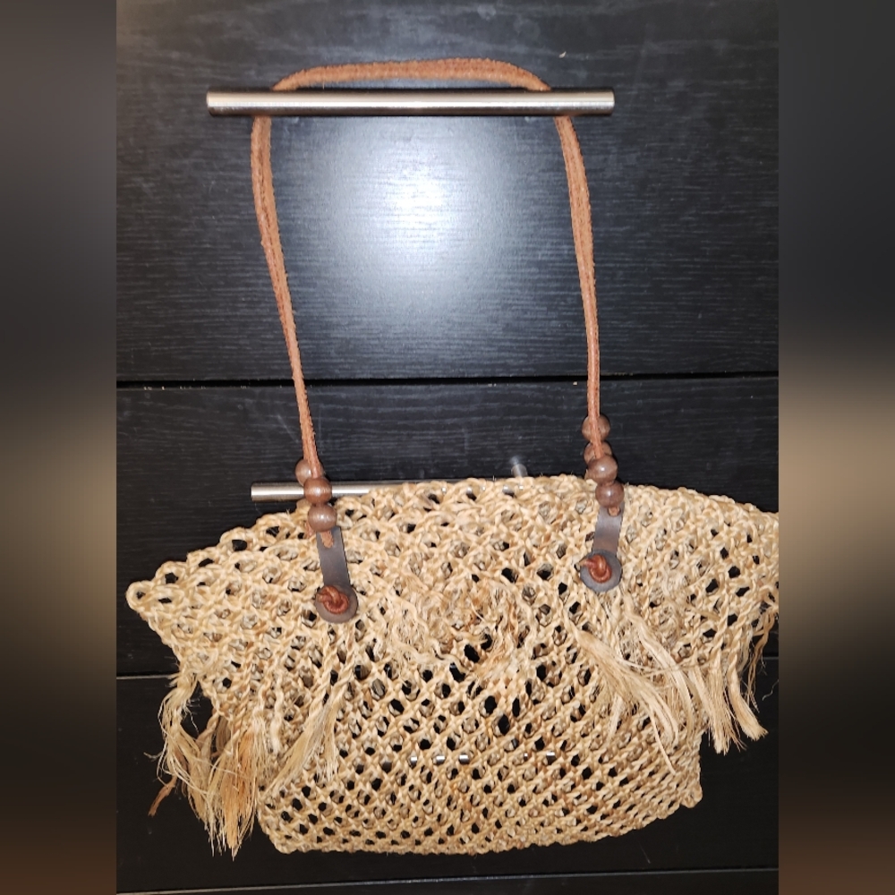 Woven Tan Shoulder Bag